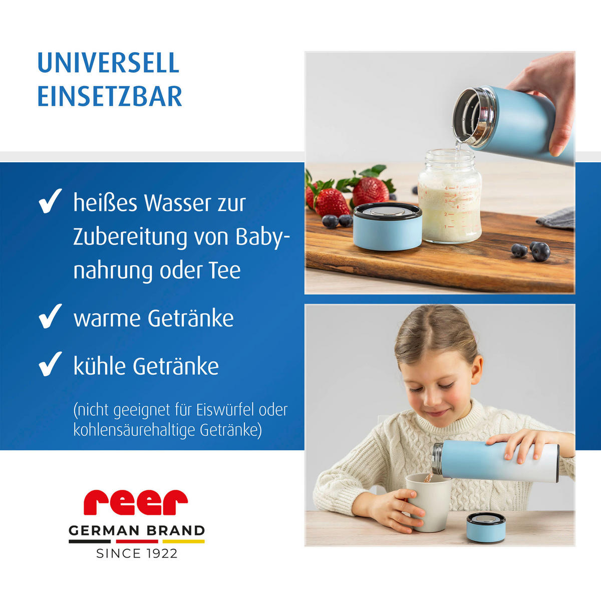 BABYTRINKFLASCHE - Pastellblau, Basics, Metall (6,5/23/6,5cm) - Reer