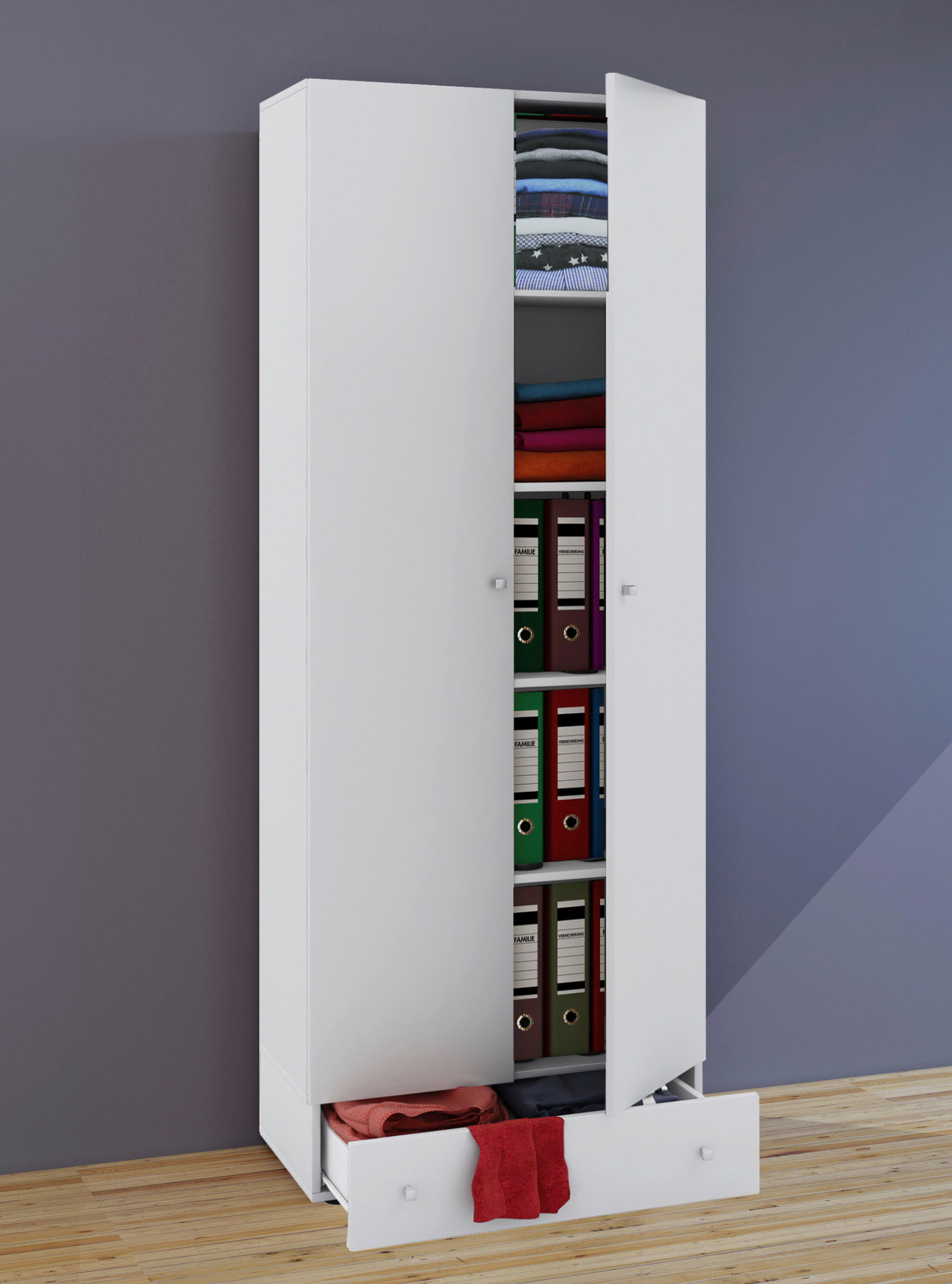 MEHRZWECKSCHRANK 70/198/39 cm  - Weiss/Schwarz, Modern, Holzwerkstoff/Kunststoff (70/198/39cm) - MID.YOU