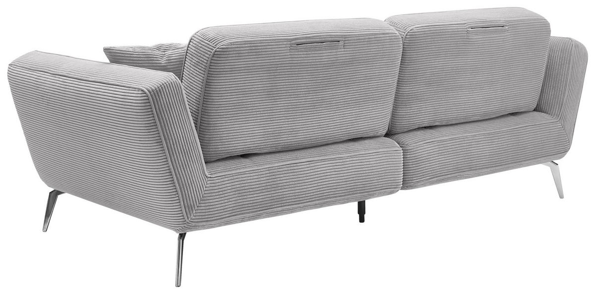 3-SITZER-SOFA Cord Hellgrau  - Chromfarben/Hellgrau, KONVENTIONELL, Kunststoff/Textil (260/90/125cm) - SetOne by Musterring