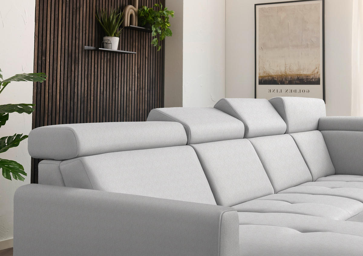 WOHNLANDSCHAFT Beldomo System in Flachgewebe Naturfarben  - Schwarz/Naturfarben, KONVENTIONELL, Textil/Metall (174/333/215cm) - Beldomo System