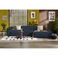 ECKSOFA HANNAH Blau Cord  - Blau/Schwarz, Design, Kunststoff/Textil (343/170cm) - MID.YOU