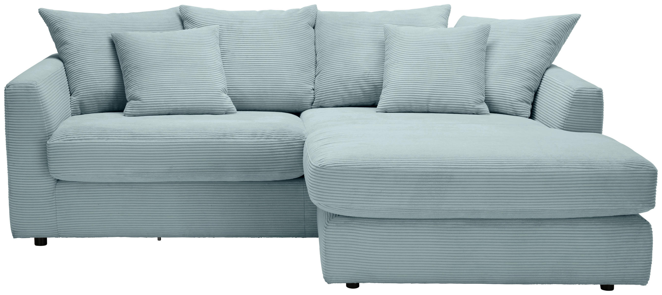ECKSOFA Mintgrün Cord  - Schwarz/Mintgrün, Design, Kunststoff/Textil (235/175cm) - home24