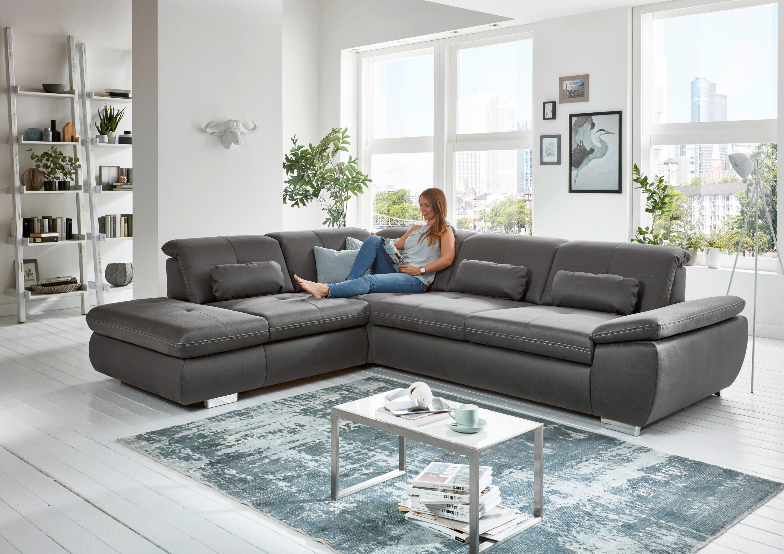KUTNA GARNITURA drvo, metal, plastika, tekstil, drvni materijal  antracit   - bež/antracit, Moderno, drvni materijal/drvo (260/318cm) - Beldomo Speed