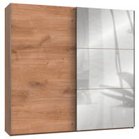 OMARA Z DRSNIMI VRATI, barve hrasta  - barve kroma/barve hrasta, Moderno, kovina/leseni material (250/236/65cm) - MID.YOU