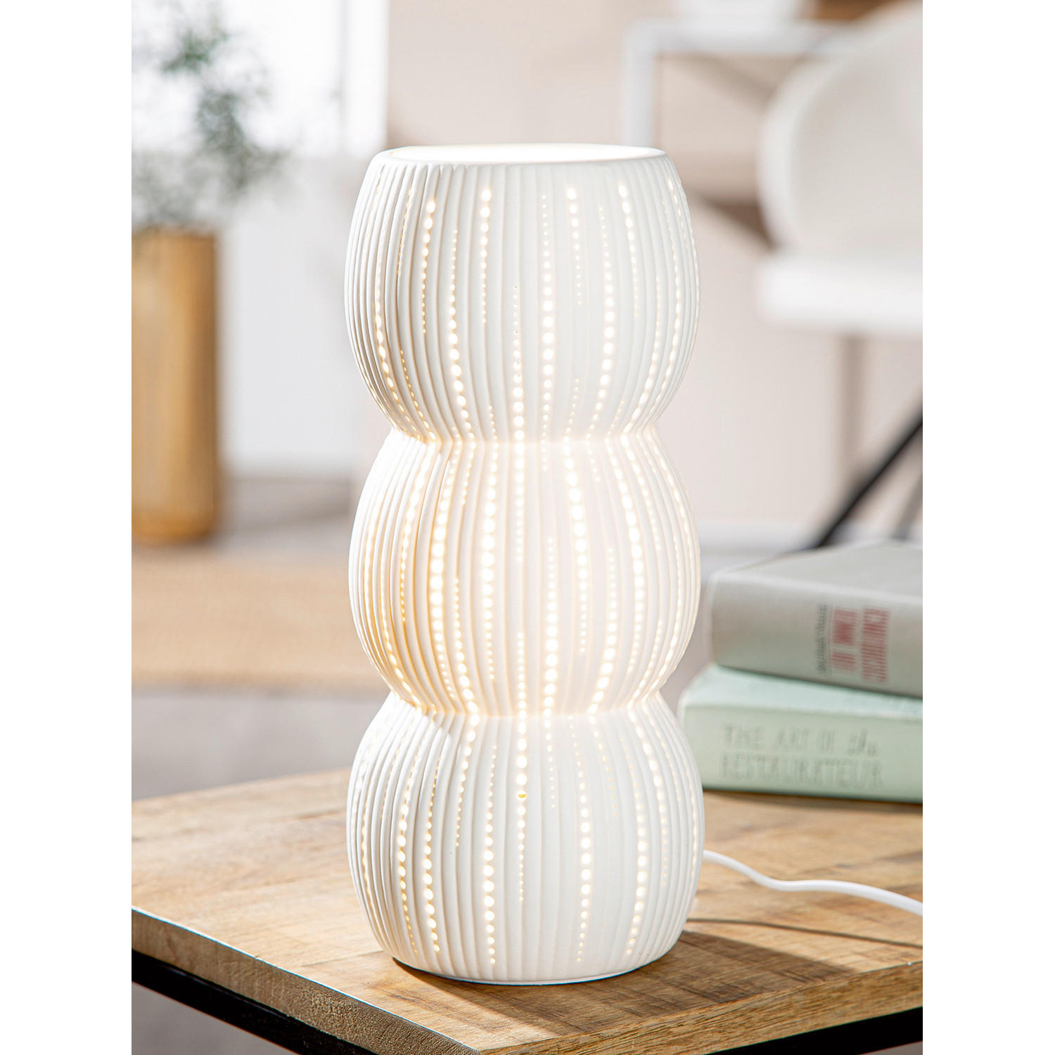 TISCHLEUCHTE - Weiß, Basics, Keramik (12/28cm)