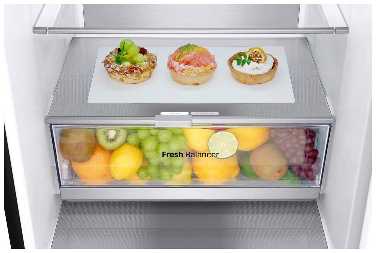 KÜHL-GEFRIER-KOMBINATION GBV7280AEV  - Schwarz, Basics, Glas/Kunststoff (59.5/203/67.5cm) - LG