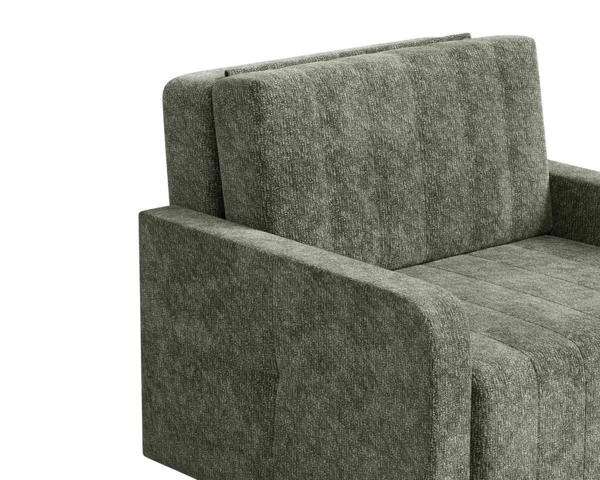 SCHLAFSESSEL Chenille Dunkelgrün Liegefunktion Rücken echt  inkl.  - Dunkelgrün/Schwarz, MODERN, Kunststoff/Textil (101/87/101cm) - Milino