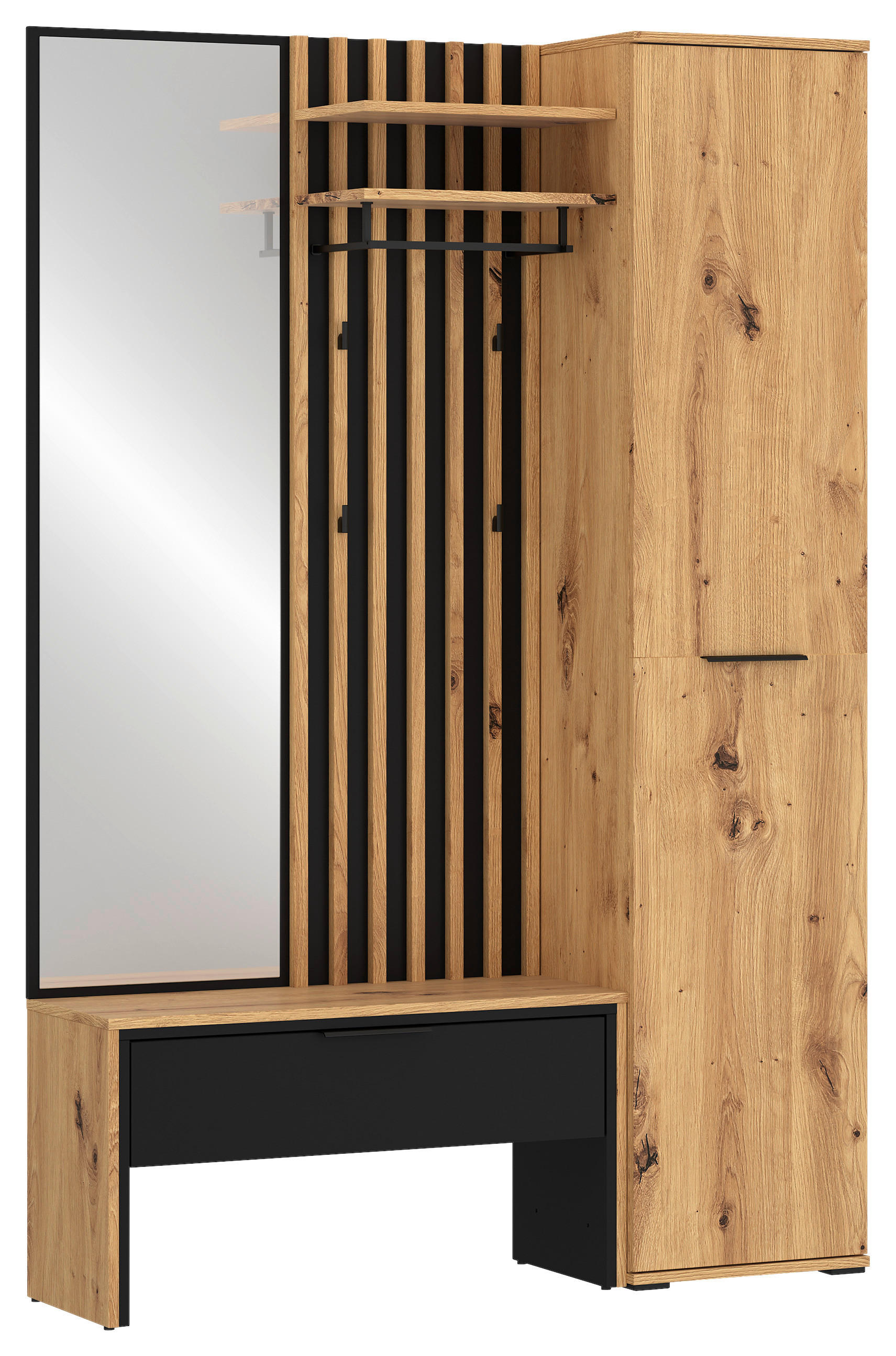 Garderobe Madera Schwarz/Eichefarben B: 122 cm