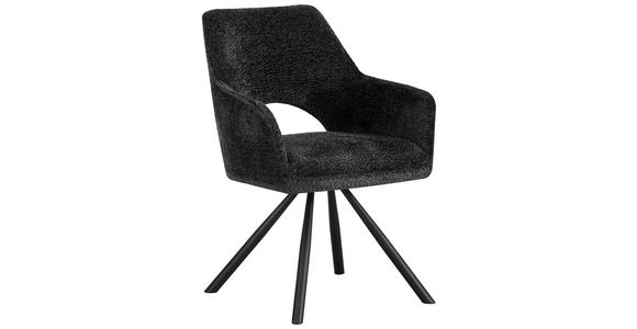ARMLEHNSTUHL in Eisen Teddystoff - Schwarz, Design, Textil/Metall (60/85/63cm) - Ambia Home
