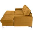 ECKSOFA Currygelb Cord Rückenkissen, Bettkasten, Schlaffunktion, Rücken echt, Liegefläche im Originalstoff  - Currygelb/Schwarz, KONVENTIONELL, Textil/Metall (240/150cm) - Carryhome