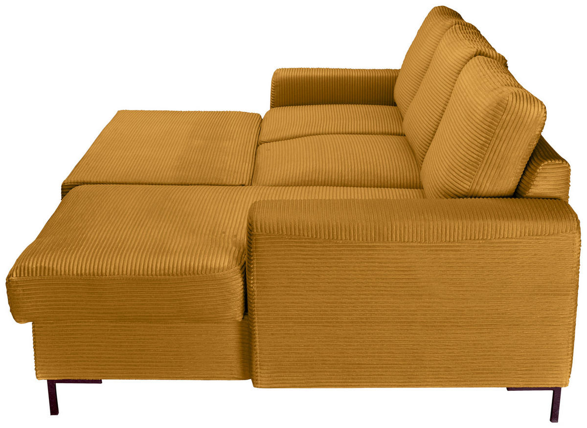 ECKSOFA Currygelb Cord  - Currygelb/Schwarz, KONVENTIONELL, Textil/Metall (240/150cm) - Carryhome