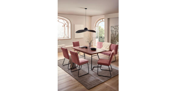 ESSTISCH in Metall, Holzwerkstoff 160(205)/90/76 cm - Walnussfarben/Schwarz, Design, Holzwerkstoff/Metall (160(205)/90/76cm) - Hom`in