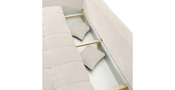 SCHLAFSOFA Plüsch Creme  inkl. Zierkissen, Rückenkissen, Bettkasten, Schlaffunktion, Rücken echt, Liegefläche im Originalstoff  - Creme/Schwarz, KONVENTIONELL, Kunststoff/Textil (200/73/105cm) - Carryhome