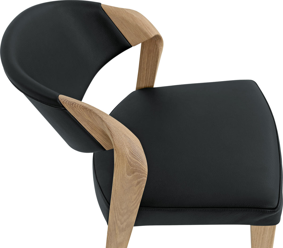STUHL  in Echtleder pigmentiert  - Eichefarben/Dunkelblau, Natur, Leder/Holz (53/82/57cm) - Voglauer