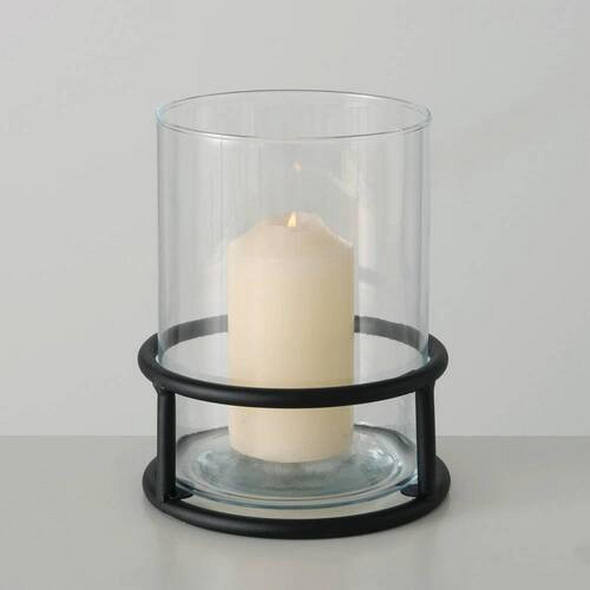 WINDLICHT Schwarz 17/21 cm  - Schwarz, Basics, Glas/Metall (17/21cm) - Boltze Home