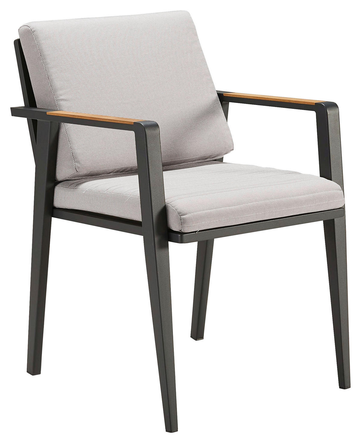 GARTENSESSEL Teakholz Aluminium Anthrazit, Hellgrau  - Anthrazit/Hellgrau, Design, Holz/Textil (56/80/63cm) - Ambia Garden