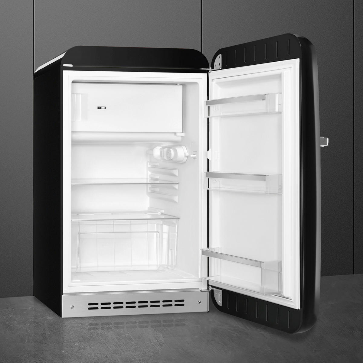 KÜHLSCHRANK 54,5/97-98/70,1 cm FAB10RBL6  - Schwarz Hochglanz/Silberfarben, Basics, Glas/Metall (54,5/97-98/70,1cm) - SMEG