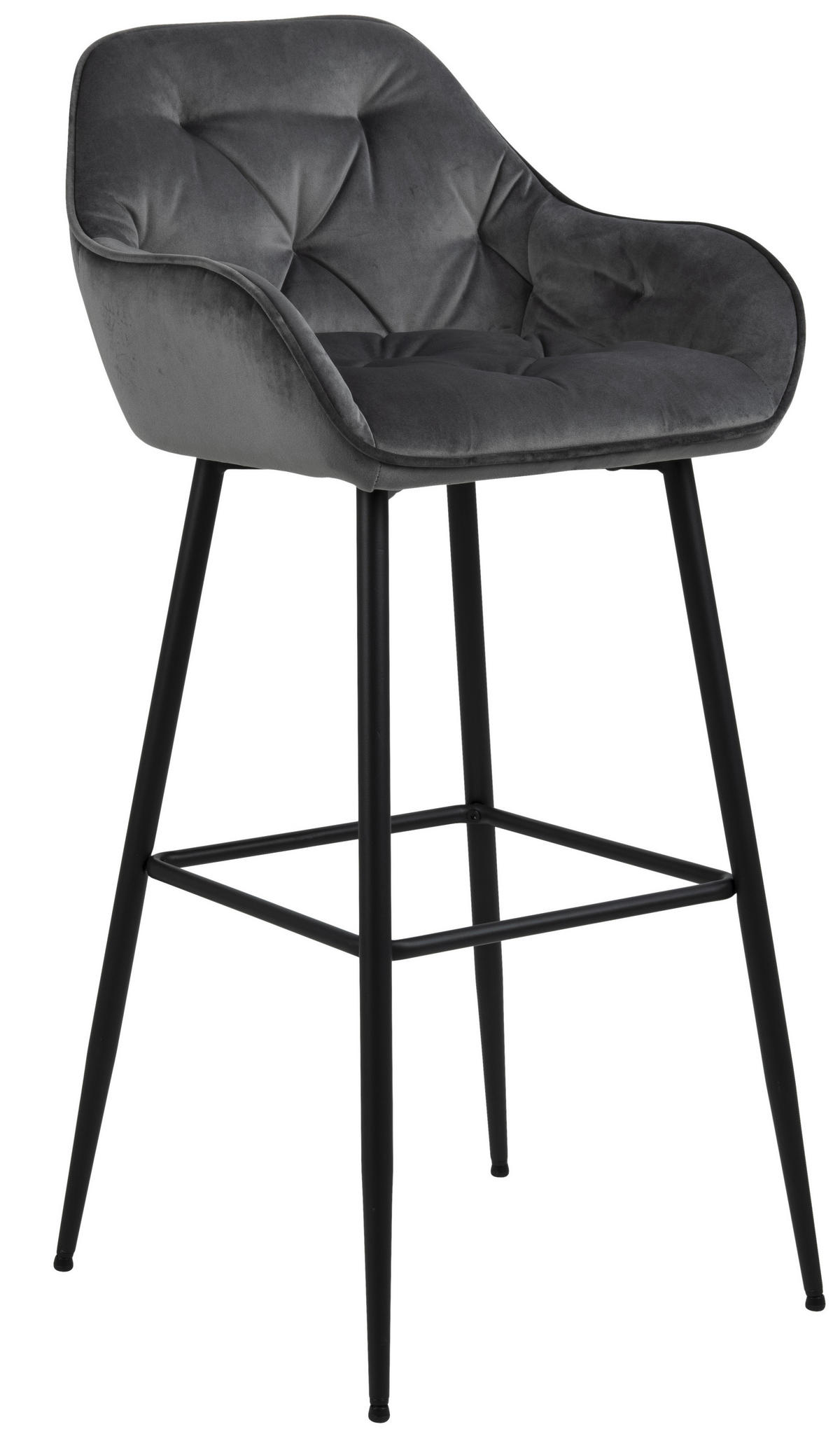 Scaun De Bar din metal, textil, negru, gri închis - gri închis/negru, Konventionell, metal/textil (55/103,5/52cm) - Livetastic
