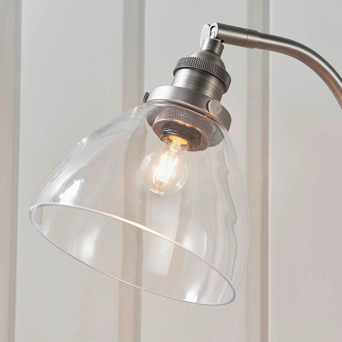 TISCHLEUCHTE 15/53 cm   - Klar/Grau, KONVENTIONELL, Glas/Metall (15/53cm)