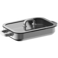 BRÄTER Bräter, flach  - Edelstahlfarben, Basics, Glas/Metall (34,5/23,5/5,5cm) - Am Cook