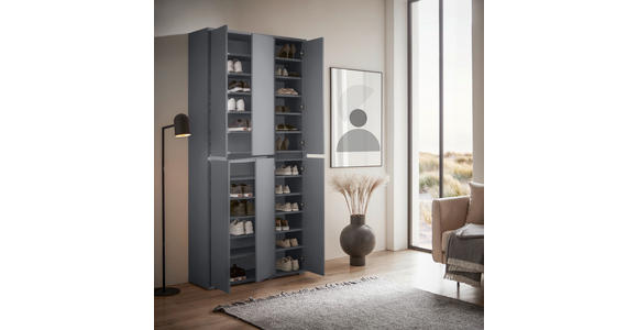 SCHUHSCHRANK in 100/210/34 cm - Anthrazit, KONVENTIONELL, Holzwerkstoff/Kunststoff (100/210/34cm) - Xora