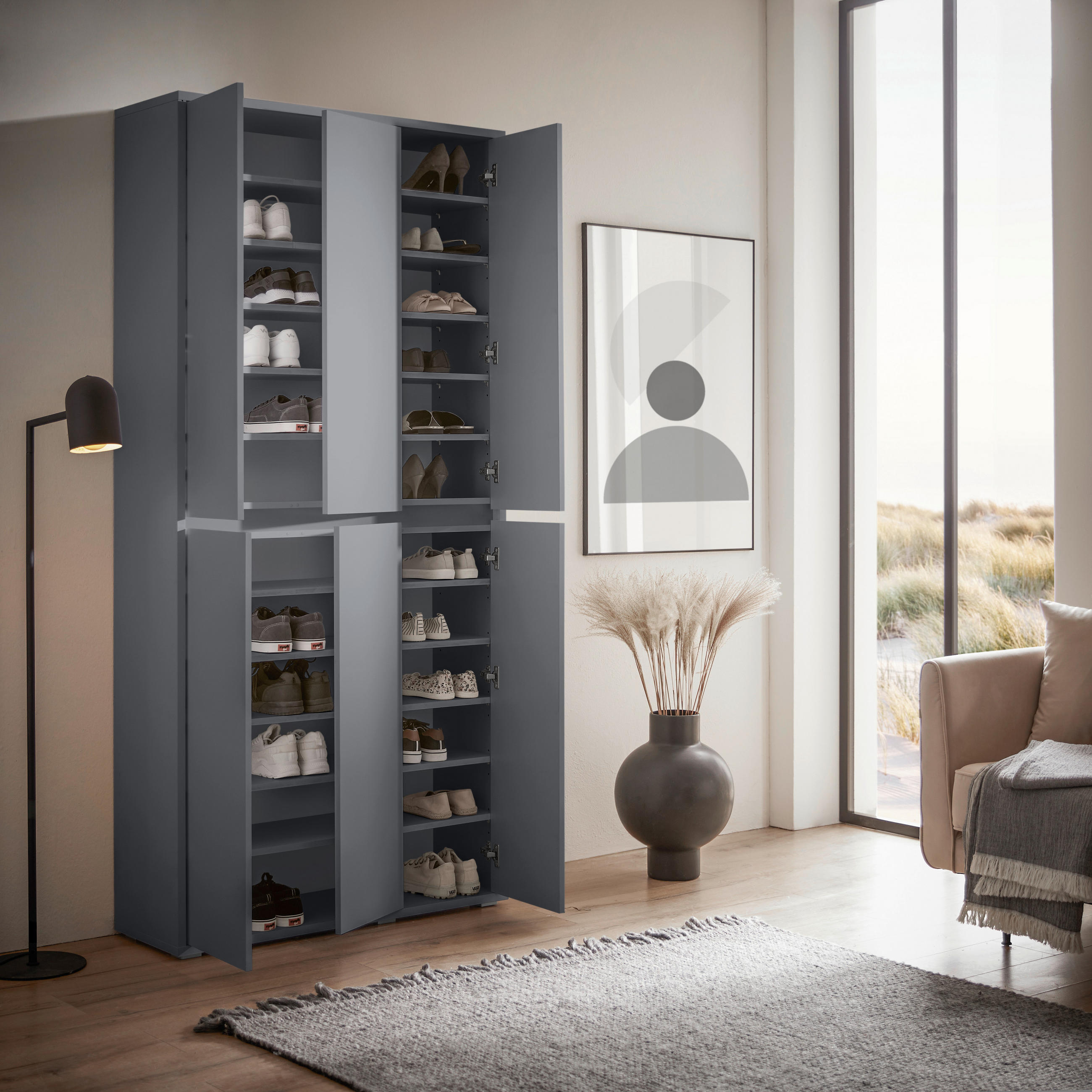 SCHUHSCHRANK  in 100/210/34 cm  - Anthrazit, Konventionell, Holzwerkstoff/Kunststoff (100/210/34cm) - Xora