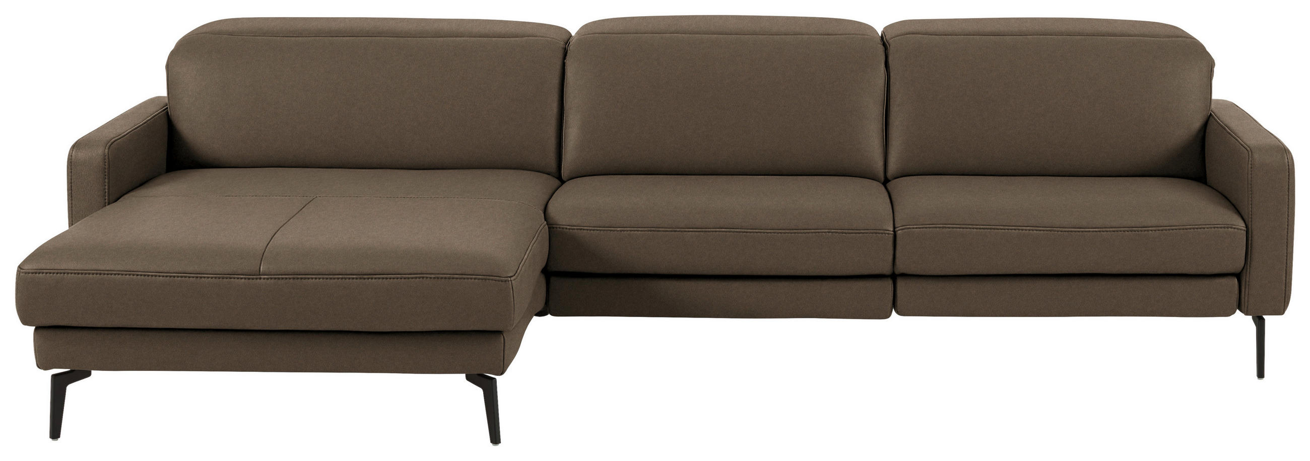 ECKSOFA  Echtleder Braun  - Schwarz/Braun, Design, Leder/Metall (179/323cm) - Dieter Knoll