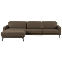 ECKSOFA  Echtleder Braun  - Schwarz/Braun, Design, Leder/Metall (179/323cm) - Dieter Knoll