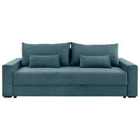 SCHLAFSOFA Cord Türkis  inkl. Zierkissen, Rückenkissen, Bettkasten, Schlaffunktion, Rücken echt, Liegefläche im Originalstoff  - Türkis/Schwarz, KONVENTIONELL, Kunststoff/Textil (233/92/108cm) - Carryhome