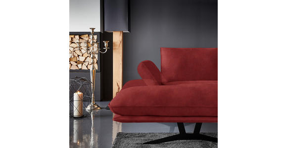 WOHNLANDSCHAFT in Echtleder Rot - Rot/Schwarz, Natur, Leder/Metall (155/359/217cm) - Dieter Knoll