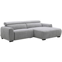 ECKSOFA Hellgrau Mikrofaser  - Hellgrau/Schwarz, Design, Textil/Metall (256/172cm) - Carryhome