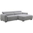 ECKSOFA in Mikrofaser Hellgrau  256/172 cm  - Hellgrau/Schwarz, Design, Textil/Metall (256/172cm) - Carryhome