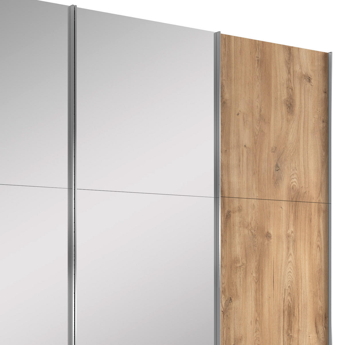 SCHWEBETÜRENSCHRANK  in Eichefarben  - Chromfarben/Eichefarben, MODERN, Glas/Holzwerkstoff (300/216/65cm) - Livetastic