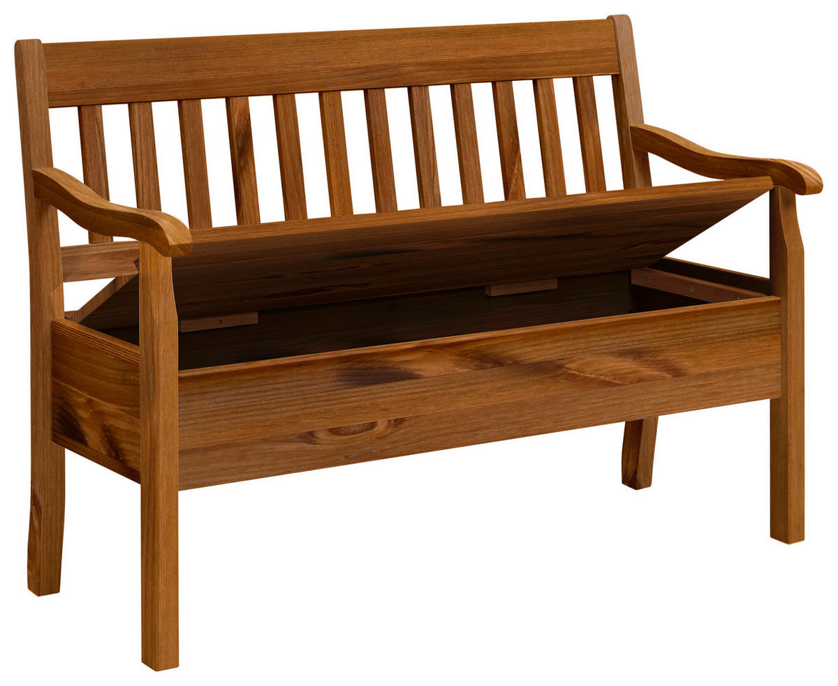 SITZBANK 130/93/58 cm Bernsteinfarben Kiefer massiv  - Bernsteinfarben, ROMANTIK / LANDHAUS, Holz (130/93/58cm) - Boxxx