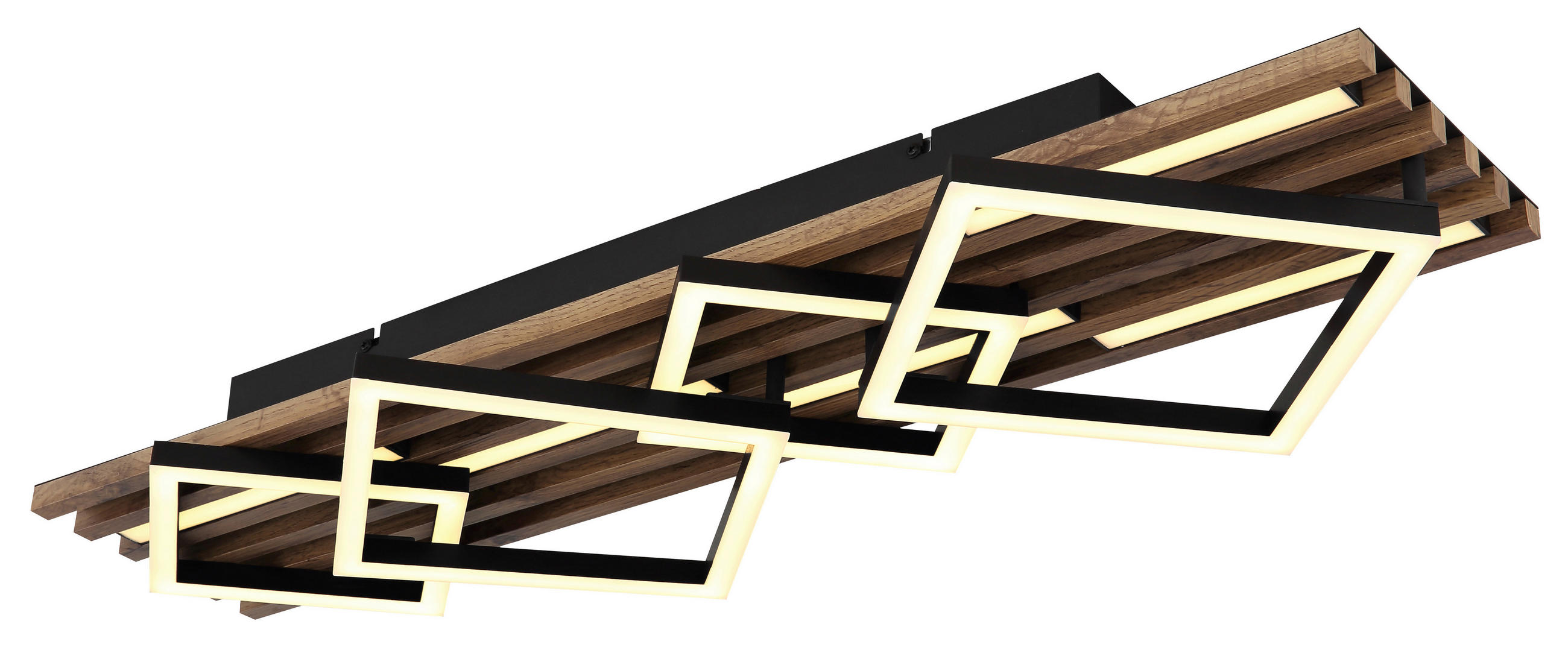 LED-TAKLAMPA OBRIEN 82/31/9,5 cm  - vit/svart, Natur, metall/trämaterial (82/31/9,5cm) - Globo