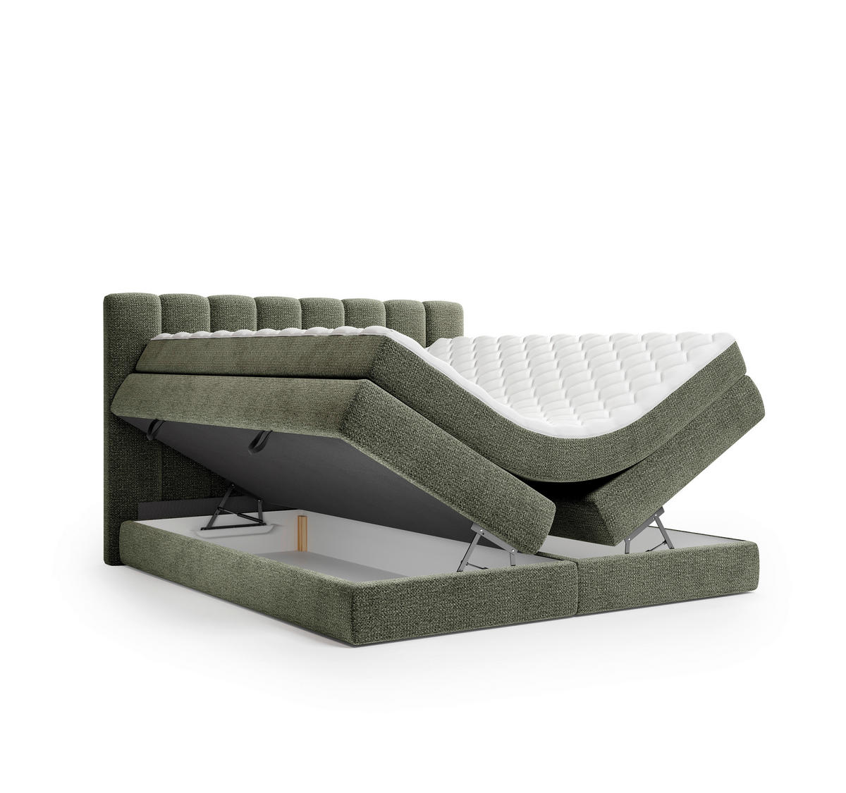 BOXSPRINGBETT 140/200 cm,  in Dunkelgrün, Bettkasten, Matratzen, H2 + H3 = mittel + fest  - Dunkelgrün/Schwarz, KONVENTIONELL, Kunststoff/Textil (140/200cm) - Carryhome