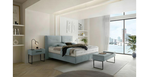 BOXSPRINGBETT 180/200 cm,  in Hellblau, Matratze, unterschiedliche Matratzenhärtegrade je Bettseite, H3 + H4 = fest + sehr fest  - Schwarz/Hellblau, Design, Kunststoff/Textil (180/200cm) - Dieter Knoll