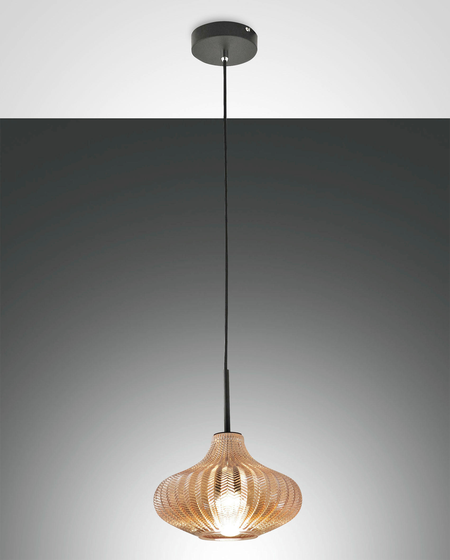 PENDELLEUCHTE Budelli 26/200 cm   - Schwarz, Design, Glas/Metall (26/200cm) - Fabas Luce