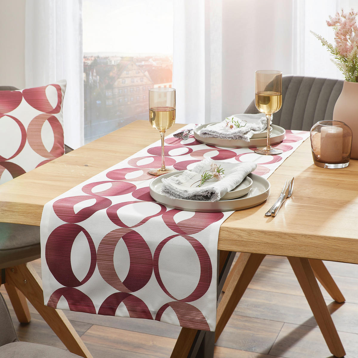 TISCHLÄUFER Bellino 40/140 cm  - Rot/Weiß, LIFESTYLE, Textil (40/140cm) - Ambiente