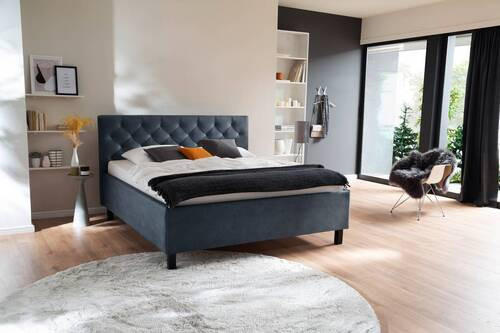POLSTERBETT 180/200 cm  in Blau  - Blau/Schwarz, Modern, Holz/Holzwerkstoff (180/200cm) - Xora