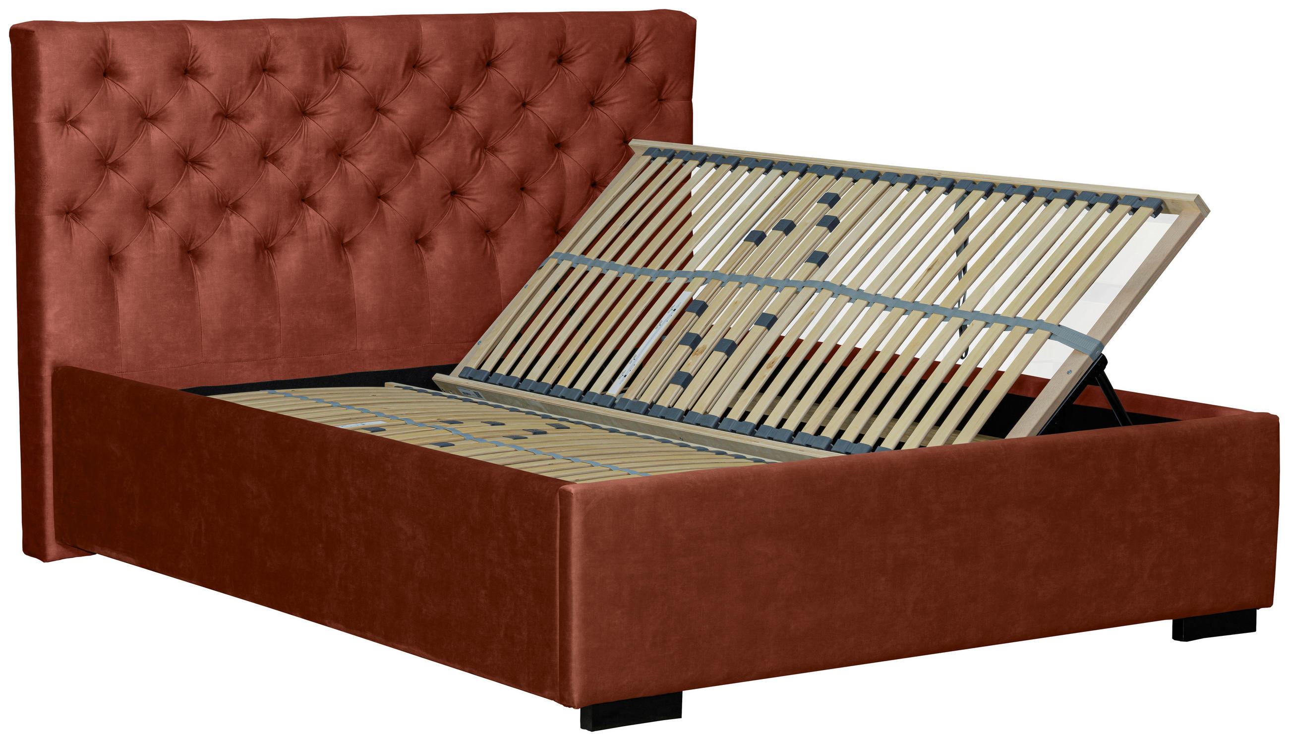 POLSTERBETT 180/200 cm  in Rostfarben  - Rostfarben/Schwarz, Design, Holz/Textil (180/200cm) - Boxxx