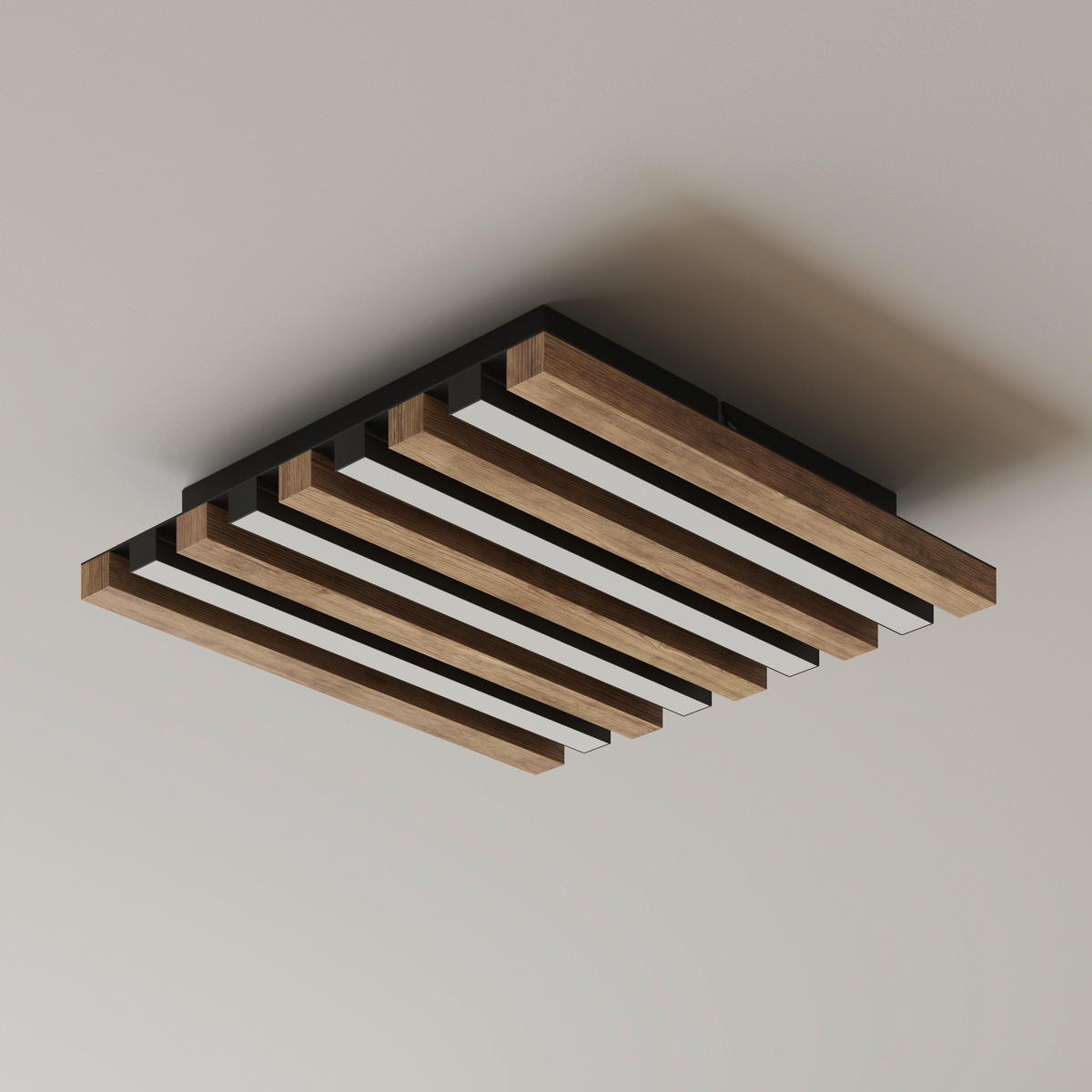 LED-DECKENLEUCHTE 30/30/5 cm   - Dunkelbraun/Schwarz, Natur, Holzwerkstoff/Kunststoff (30/30/5cm)