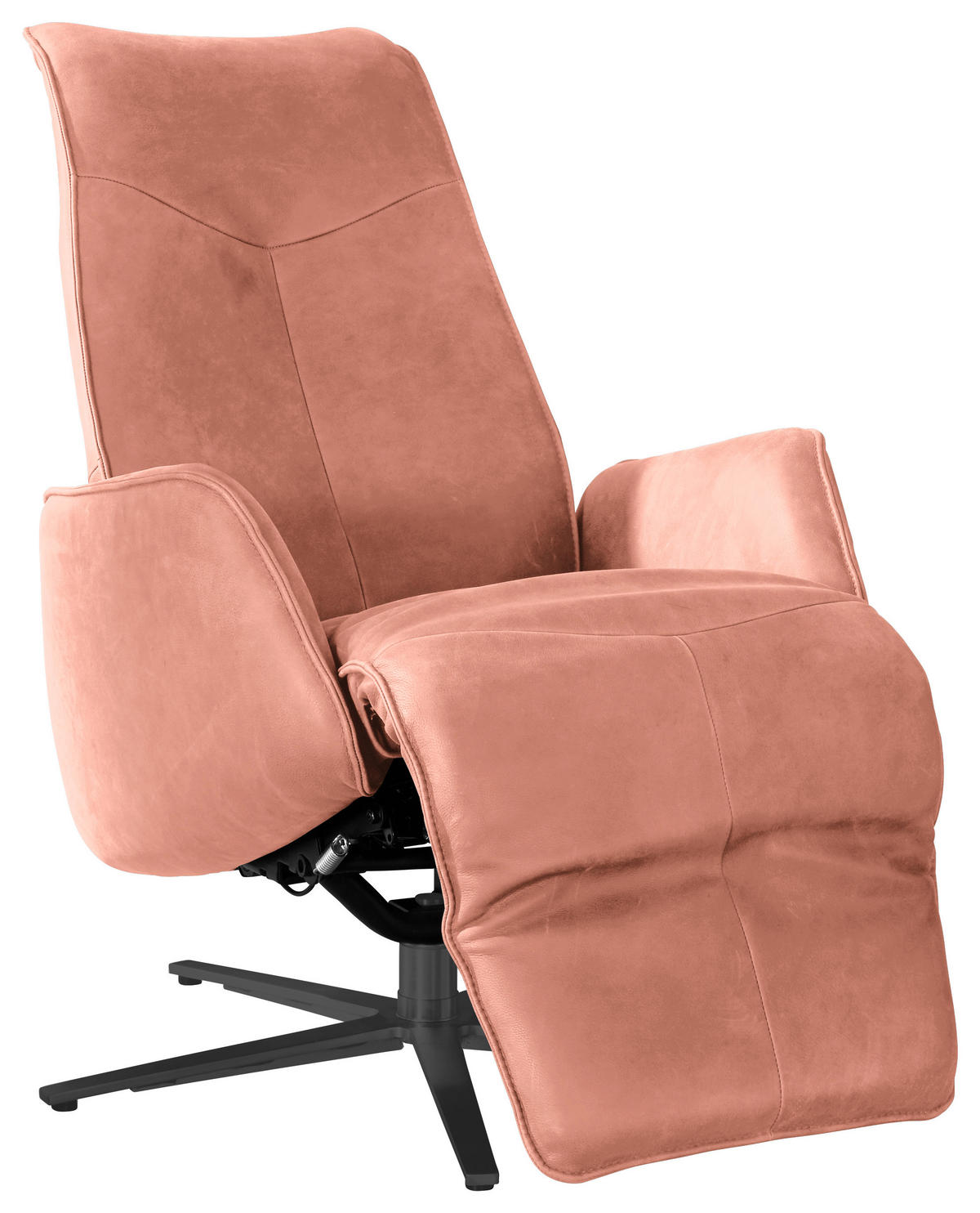 RELAXSESSEL in Leder Koralle  - Koralle/Anthrazit, Design, Leder/Metall (71/114/84cm) - Johann Jakob