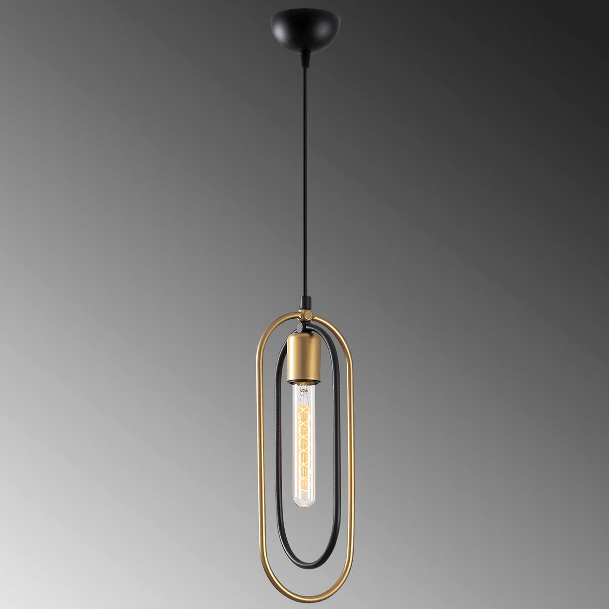 HÄNGELEUCHTE 32/132 cm   - Goldfarben/Schwarz, Design, Metall (32/132cm) - P & B