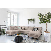 SEDACIA SÚPRAVA, textil, taupe - čierna/taupe, Design, drevo/textil (200/300/150cm) - P & B
