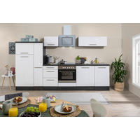 KÜCHENBLOCK 310 cm   in Weiß, Eichefarben  - Edelstahlfarben/Eichefarben, Basics, Holzwerkstoff/Metall (310cm) - Respekta