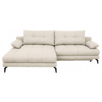 ECKSOFA Perlmutt Struktur Rückenkissen, Bettkasten, Schlaffunktion, Rücken echt, Armteilverstellung, Liegefläche im Originalstoff  - Beige/Perlmutt, MODERN, Textil/Metall (181/263cm) - Carryhome