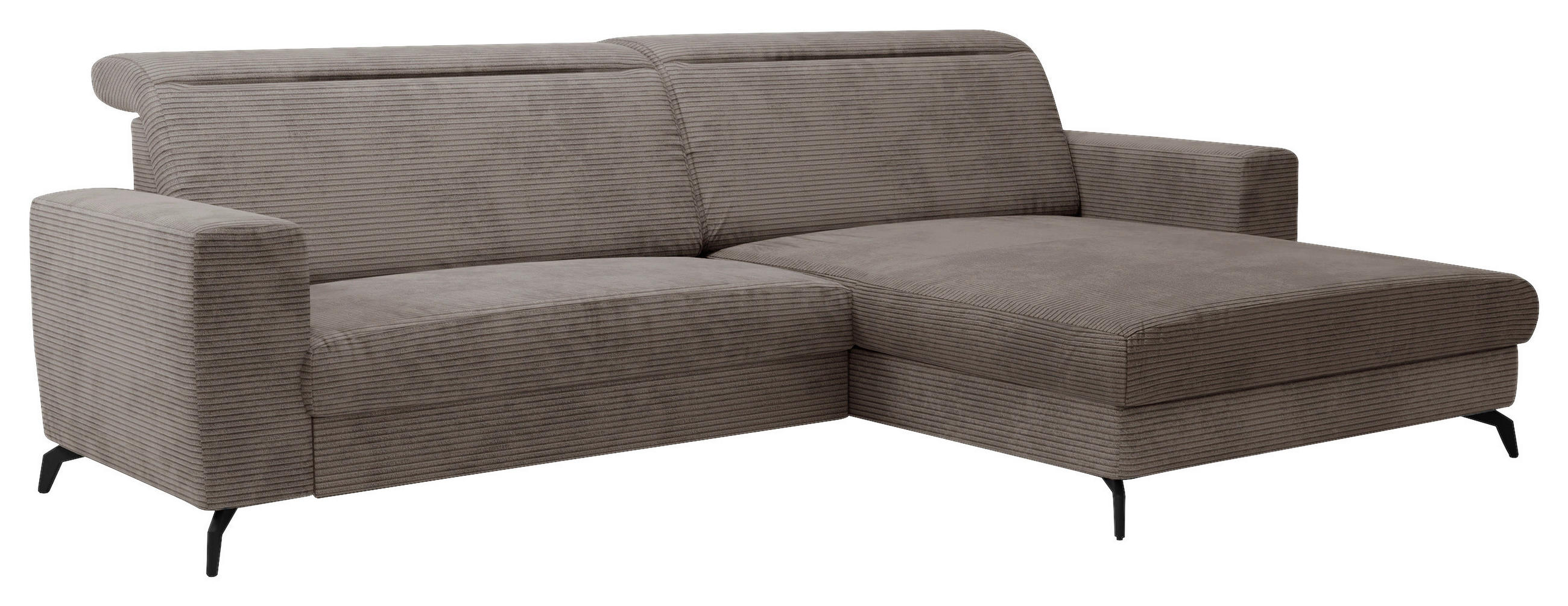 ECKSOFA in Cord Taupe - Taupe/Schwarz, Konventionell, Textil/Metall (290/178cm) - Sit & More