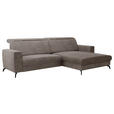 ECKSOFA inkl. Funktion Taupe Cord  - Taupe/Schwarz, KONVENTIONELL, Textil/Metall (290/178cm) - Cantus