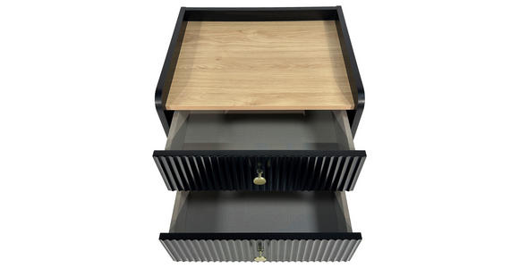 NACHTKÄSTCHEN in Schwarz, Eichefarben  - Eichefarben/Goldfarben, Design, Holzwerkstoff/Metall (50/54/40cm) - Xora
